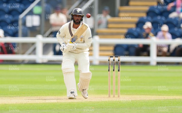 200626 - Glamorgan v Surrey, Rothesay County Championship Division 1- Ryan Patel of Surrey plays a shot