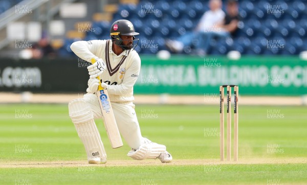 200626 - Glamorgan v Surrey, Rothesay County Championship Division 1- Ryan Patel of Surrey plays a shot