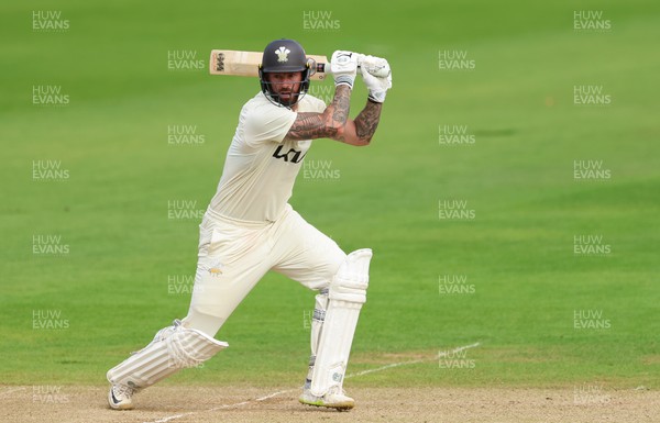 200626 - Glamorgan v Surrey, Rothesay County Championship Division 1- Jordan Clark of Surrey plays a shot