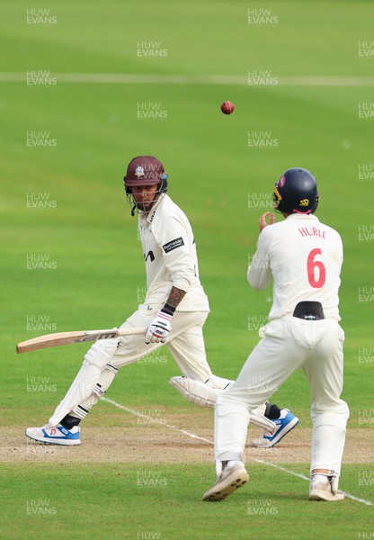 200626 - Glamorgan v Surrey, Rothesay County Championship Division 1- Henry Hurle of Glamorgan catches Rahul Chahar of Surrey