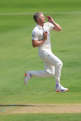 210626 - Glamorgan v Surrey, Rothesay County Championship Division 1- Timm van der Gugten of Glamorgan bowls
