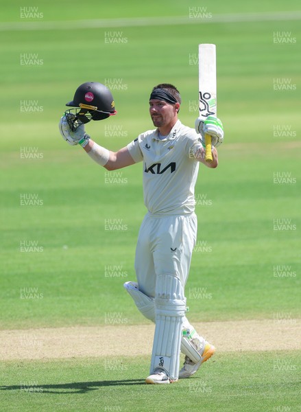 210626 - Glamorgan v Surrey, Rothesay County Championship Division 1- Rory Burns of Surrey celebrates his 100