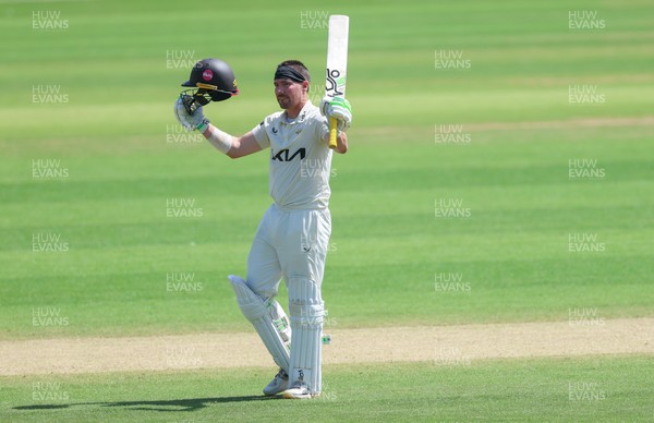 210626 - Glamorgan v Surrey, Rothesay County Championship Division 1- Rory Burns of Surrey celebrates his 100