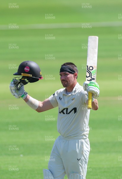 210626 - Glamorgan v Surrey, Rothesay County Championship Division 1- Rory Burns of Surrey celebrates his 100
