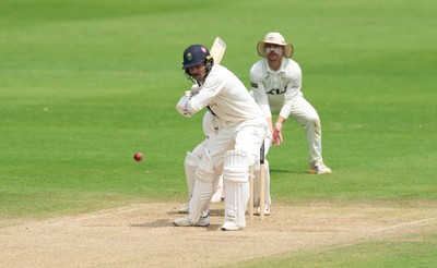 220626 - Glamorgan v Surrey, Rothesay County Championship Division 1- Asa Tribe of Glamorgan plays a shot