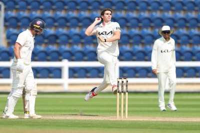 220626 - Glamorgan v Surrey, Rothesay County Championship Division 1- Sean Abbott of Surrey bowls