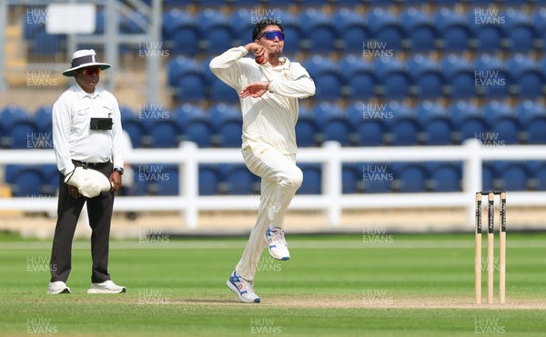 220626 - Glamorgan v Surrey, Rothesay County Championship Division 1- Rahul Chahar of Surrey bowls