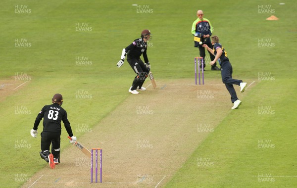 280419 - Glamorgan v Surrey, Royal London One Day Cup - Morne Morkel of Surrey is runout by Timm van der Gugten of Glamorgan and Glamorgan take the victory