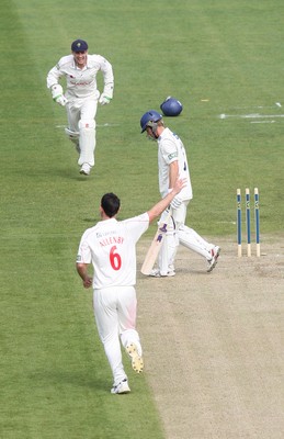 09.04.10 ... Glamorgan v Sussex, LV County Championship, SWALEC Stadium, Cardiff -  Sussex's Murray Goodwin in bowled out by Glamorgan's James Allenby 