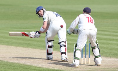 11.04.10 ... Glamorgan v Sussex, LV County Championship, SWALEC Stadium, Cardiff -  Sussex's Michael Thornley leaves the ball for Mark Wallace to collect 