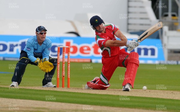 13.06.10 - Glamorgan Dragons v Sussex Sharks, Friends Provident T20 Tom Maynard batting for Glamorgan, Andrew Hodd looks on 