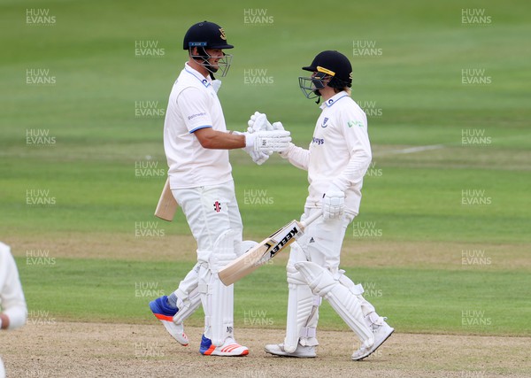 130622 - Glamorgan v Sussex - LV= County Championship - Division Two - Oli Carter of Sussex acknowledges his 150 with Jack Brooks
