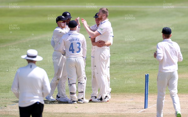 140622 - Glamorgan v Sussex - LV= County Championship - Division Two - Sean Hunt of Sussex celebrates taking the wicket of James Weighell of Glamorgan