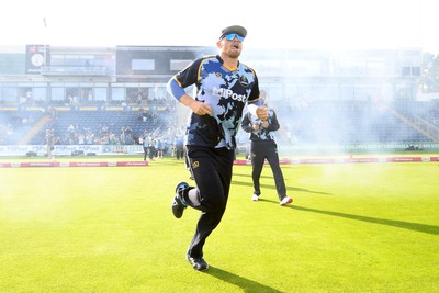 140625 - Glamorgan v Sussex - Vitality Blast - Dan Douthwaite of Glamorgan runs out of the start of the match