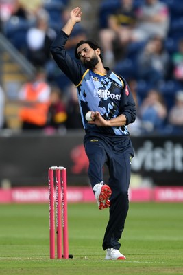 140625 - Glamorgan v Sussex - Vitality Blast - Imad Wasim of Glamorgan bowling