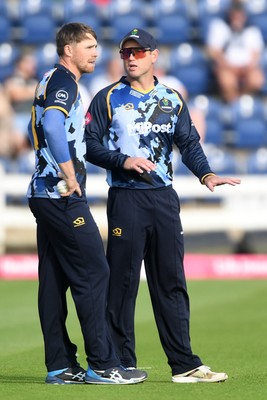 140625 - Glamorgan v Sussex - Vitality Blast - Dan Douthwaite and Colin Ingram of Glamorgan