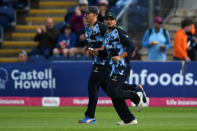 140625 - Glamorgan v Sussex - Vitality Blast - Asa Tribe of Glamorgan catches the ball to dismiss Harrison Ward of Sussex