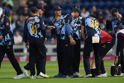 140625 - Glamorgan v Sussex - Vitality Blast - Asa Tribe of Glamorgan catches the ball to dismiss Harrison Ward of Sussex