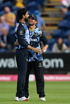 140625 - Glamorgan v Sussex - Vitality Blast - Kiran Carlson of Glamorgan catches the ball to dismiss Daniel Hughes of Sussex