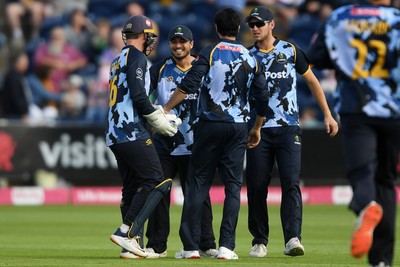 140625 - Glamorgan v Sussex - Vitality Blast - Kiran Carlson of Glamorgan catches the ball to dismiss Daniel Hughes of Sussex