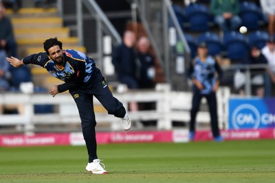 140625 - Glamorgan v Sussex - Vitality Blast - Imad Wasim of Glamorgan bowling