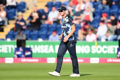 140625 - Glamorgan v Sussex - Vitality Blast - Will Smale of Glamorgan catches the ball to dismiss John Simpson of Sussex