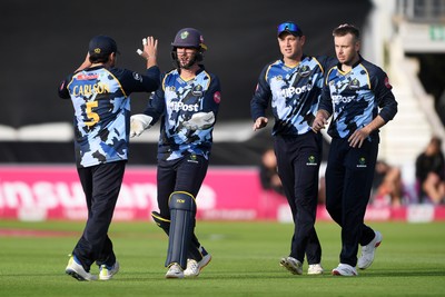 140625 - Glamorgan v Sussex - Vitality Blast - Colin Ingram of Glamorgan catches the ball to dismiss James Coles of Sussex