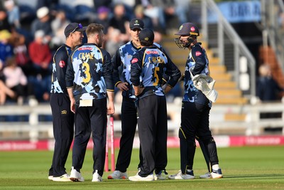 140625 - Glamorgan v Sussex - Vitality Blast - Chris Cooke of Glamorgan stumps Tom Clark of Sussex