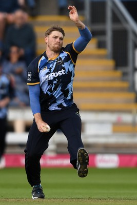140625 - Glamorgan v Sussex - Vitality Blast - Dan Douthwaite of Glamorgan bowling