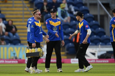 140625 - Glamorgan v Sussex - Vitality Blast - Henry Crocombe of Sussex bowls the ball to dismiss Kiran Carlson of Glamorgan