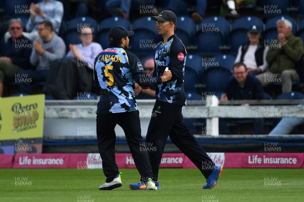 140625 - Glamorgan v Sussex - Vitality Blast - Asa Tribe of Glamorgan catches the ball to dismiss Harrison Ward of Sussex