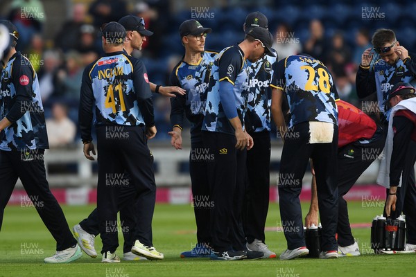 140625 - Glamorgan v Sussex - Vitality Blast - Asa Tribe of Glamorgan catches the ball to dismiss Harrison Ward of Sussex