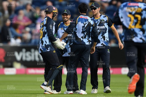 140625 - Glamorgan v Sussex - Vitality Blast - Kiran Carlson of Glamorgan catches the ball to dismiss Daniel Hughes of Sussex