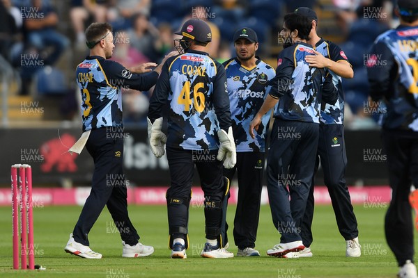 140625 - Glamorgan v Sussex - Vitality Blast - Kiran Carlson of Glamorgan catches the ball to dismiss Daniel Hughes of Sussex