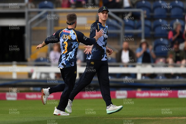 140625 - Glamorgan v Sussex - Vitality Blast - Ben Kellaway of Glamorgan catches the ball to dismiss Nathan McAndrew of Sussex