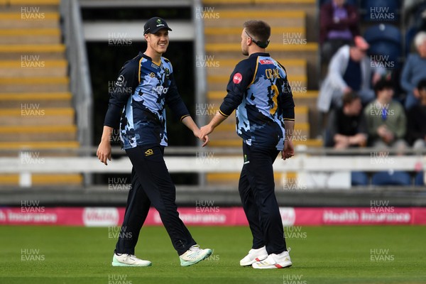 140625 - Glamorgan v Sussex - Vitality Blast - Ben Kellaway of Glamorgan catches the ball to dismiss Nathan McAndrew of Sussex