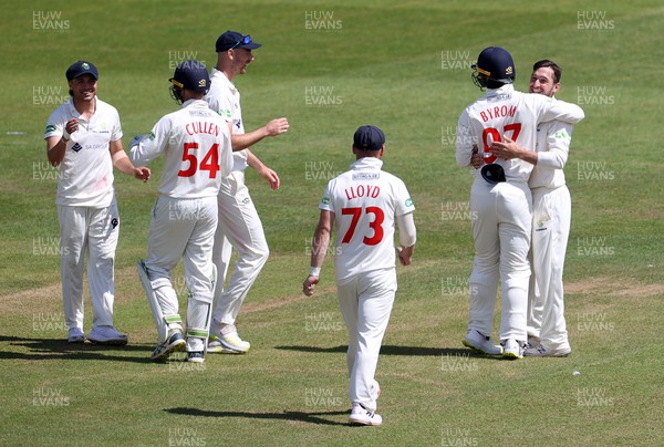 150622 - Glamorgan v Sussex - LV= County Championship - Division Two - Andrew Salter of Glamorgan celebrates after Tim Seifert is caught out by Kiran Carlson