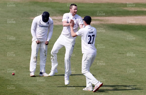 180421 - Glamorgan v Sussex - LV= County Championship - Ollie Robinson of Sussex celebrates after bowling out James Weighell for lbw