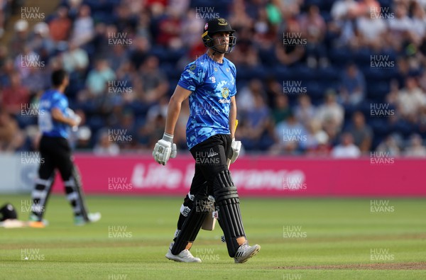 230623 - Glamorgan v Sussex - Vitality T20 Blast - Michael Burgess of Sussex leaves the field dejected