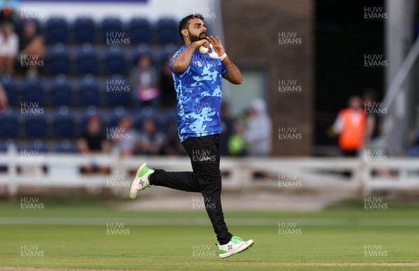 230623 - Glamorgan v Sussex - Vitality T20 Blast - Shadab Khan of Sussex bowling