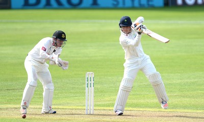 230816 - Glamorgan v Sussex - Specsavers County Championship -Owen Morgan of Glamorgan hits a shot