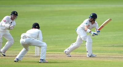 230816 - Glamorgan v Sussex - Specsavers County Championship -Mark Wallace of Glamorgan hits a shot