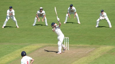 230816 - Glamorgan v Sussex - Specsavers County Championship -Aneurin Donald of Glamorgan hits a shot