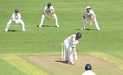 230816 - Glamorgan v Sussex - Specsavers County Championship -Mark Wallace of Glamorgan hits a shot