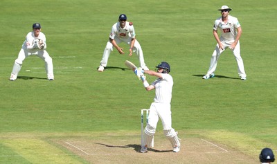 230816 - Glamorgan v Sussex - Specsavers County Championship -Mark Wallace of Glamorgan hits a shot