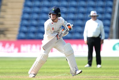 230816 - Glamorgan v Sussex - Specsavers County Championship -Owens Morgan of Glamorgan hits a shot