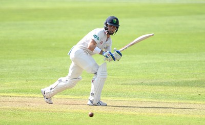 230816 - Glamorgan v Sussex - Specsavers County Championship -Mark Wallace of Glamorgan hits a shot