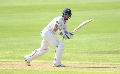 230816 - Glamorgan v Sussex - Specsavers County Championship -Mark Wallace of Glamorgan hits a shot