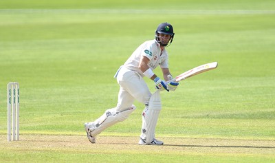 230816 - Glamorgan v Sussex - Specsavers County Championship -Mark Wallace of Glamorgan hits a shot