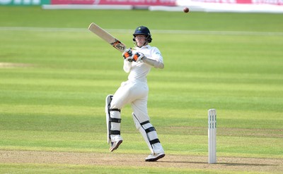 230816 - Glamorgan v Sussex - Specsavers County Championship -Owen Morgan of Glamorgan hits a shot